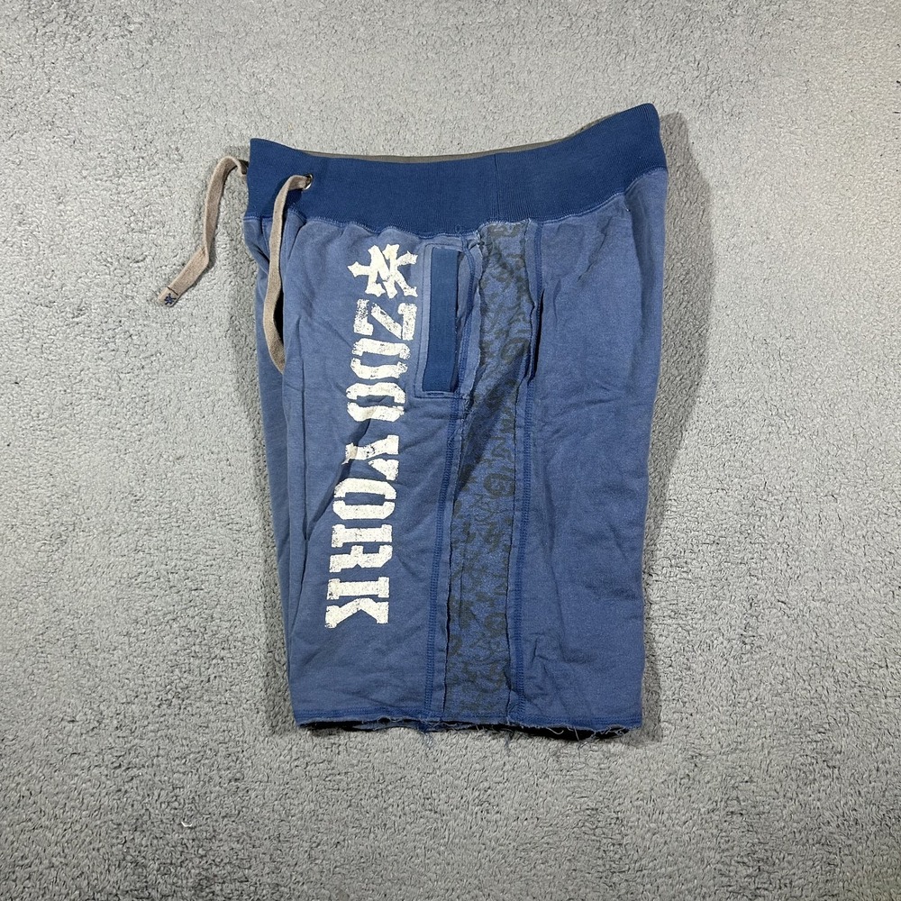 Y2k Zoo York Men's Medium Drawstring Blue Cotton Fleece Shorts #3373 - Picture 5 of 8